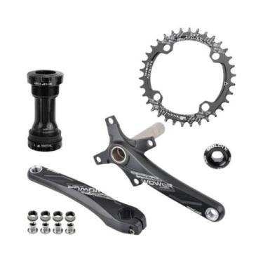 Imagem de Coroa De Pedal De Bicicleta MTB Em Liga De Alumínio Preta 104BCD 170mm