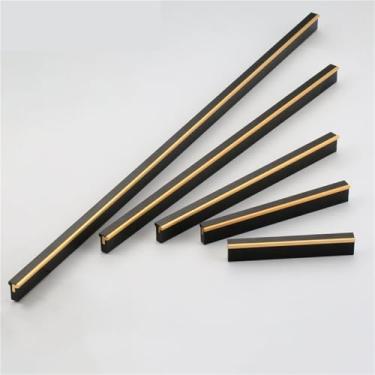 Imagem de Puxadores de extensão de liga de alumínio puxadores de gaveta de armário preto dourado tipo T puxadores de gaveta decoração de quarto 1 peça (192 mm)