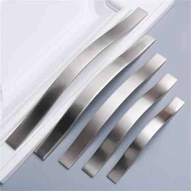 Imagem de Puxadores de porta de guarda-roupa modernos liga de alumínio escovado prata cozinha gaveta armário móveis ferragens melhoria da casa 1 peça (branco)