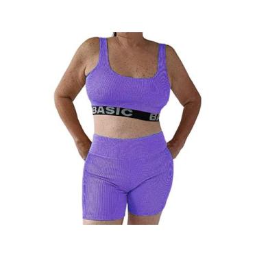 Imagem de Conjunto Academia Microfibra Stretch PINA, P, Lilás
