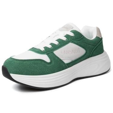Imagem de LANSNBO Tênis feminino de corrida, caminhada, acolchoado, confortável, respirável, leve, antiderrapante, atlético, moderno, tênis para tênis, academia, treino, fitness, cross training casual, Verde