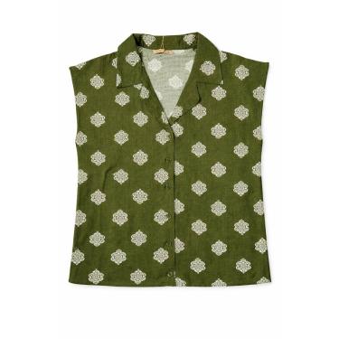 Imagem de Blusa Feminina  Floral Estampada Sem Manga com Abotoamento