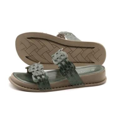 Imagem de Sandália Papete Rivva em Couro Alure Lago - 17131AL - Andacco, Verde, 