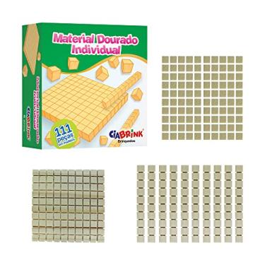 Imagem de Brinquedo Educativo Matemática Material Dourado 111 Peças em Madeira, Caixa Cartonada