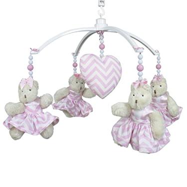Imagem de Móbile Musical Ursinha Rosa Chevron e Coração