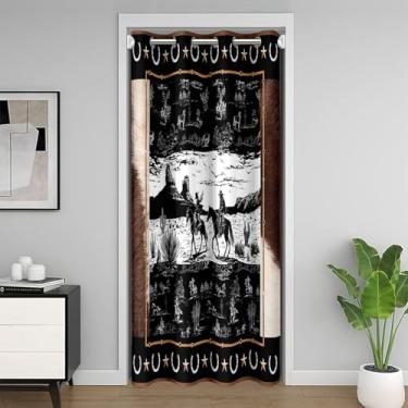 Imagem de Feelyou Cortina de porta de armário de cavalo quarto sala de estar 106,7 cm x 213,4 cm decoração ocidental cortina de porta privacidade decoração infantil Wild West Cowboy divisória de quarto capa de