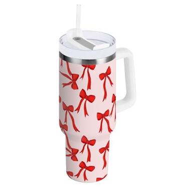 Imagem de SEHANY Lindo copo rosa de 850 g com alça, copo isolado de aço inoxidável a vácuo de parede dupla, à prova de vazamento, caneca de café isolada para viagem, cabe no suporte de copo de carro