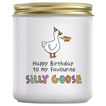 Imagem de Jonico Presentes de aniversário para mulheres e homens – Silly Goose Presentes de aniversário para melhor amigo, irmã, filha, filho, esposa, marido, namorado, namorada, vela lavanda