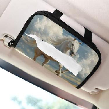 Imagem de SEHANY Suporte de lenços de carro Majestic Horse, caixa de lenços para carro, viseira solar, porta-guardanapos retangular, dispensador de máscara de carro, caixa de lenços de papel para automóveis