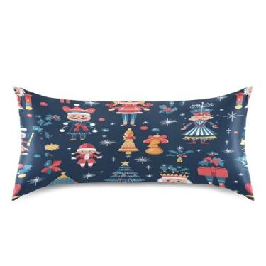 Imagem de Blueangle Fronha de cetim com personagens de quebra-nozes de Natal para cabelo e pele, fronha de seda, tamanho king (50,8 x 101,6 cm) - Capas de almofada de cetim refrescantes com fecho de envelope