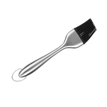 Imagem de Solinder Escova de Cabeça de Silicone Flexível, Alça Aço Inoxidável, Escova óleo para Churrasco para Cozinhar Em Grelha.Longo o Suficiente Evitar Queimaduras, Fácil Pendurar (Alça reta 20cm)