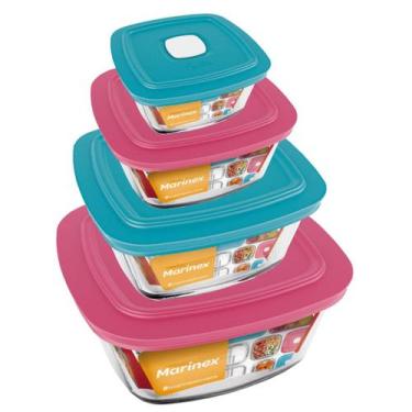 Imagem de Jogo 4 Potes Quadrado Vidro 300ml 500ml 1L 2L Nadir Marinex - NADIR FI