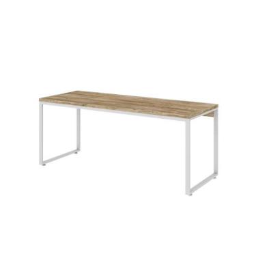 Imagem de Mesa Kuadra Diretor 180X70X75cm Estrutura Branca - Metalig, Carvalho