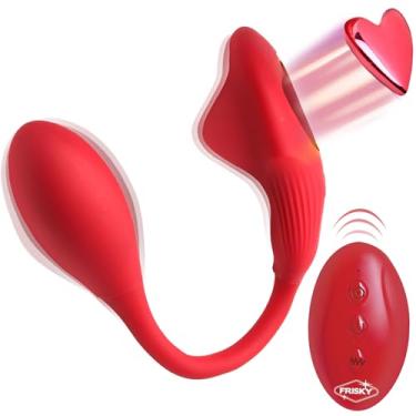 Imagem de Vibrador de calcinha de silicone XR PLAY HARD Double Love Connection com controle remoto para mulheres e casais. Recarregável, vibrador discreto e ovo. Design ergonômico. 2 peças, vermelho.