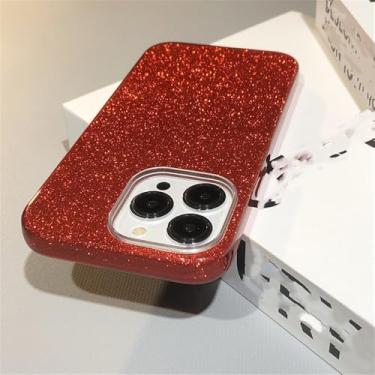 Imagem de Capa de celular em policarbonato (PC) espessa com efeito degradê brilhante para iPhone 11, 12, 13, 14, 15, 16 Pro, Max, Mini, 7, 8 Plus, X, XR e XS, vermelha, para iPhone 15 Pro