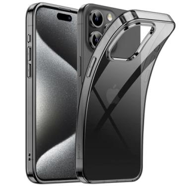 Imagem de JETech Capa para iPhone 15 Pro Max 6,7 Polegadas, Case Estojo de Telefone Protetora Fina Transparente de TPU Macio com Absorção de Choque, Capinha Suporte para Carregamento sem Fio (Preto)