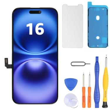 Imagem de LL TRADER Substituição de tela para iPhone 16 15.5 cm LCD Retina FHD Display COF Touch Screen Digitalizador com kits de ferramentas de reparo, fita impermeável, protetor de tela