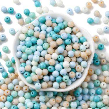 Imagem de Contas de pônei azul celeste 10G para pulseiras da amizade 5-5,5 mm contas de acrílico redondas para fabricação de joias, colares, chaveiros, trança de cabelo, acessórios de artesanato DIY