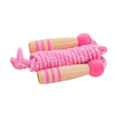 Imagem de Qraatosi Corda de Pular Infantil de 260 Cm com Alças de Madeira, Ideal para Estudantes, Lembrancinhas de Festa, Treinamento Físico E Exercícios Ao Ar Livre, Rosa