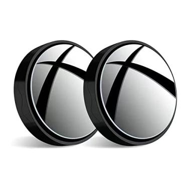 Imagem de 1 Par de Espelho Pequeno Redondo Retrovisor Carro Ajustável 360 Graus Auxiliar Ré Ângulo Largo Observação Ponto Cego Design Copo Sucção Atualizado para Uso em Carros