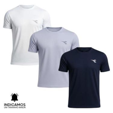 Imagem de Kit 3 Camisetas Diadora Small Logo Masculina - Branco e Marinho XGG, B