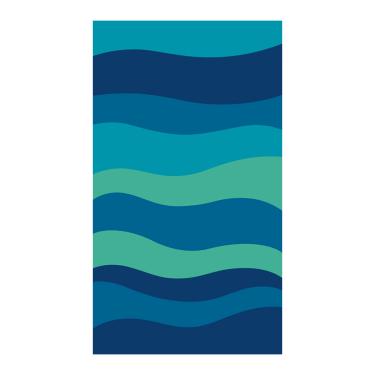 Imagem de Toalha de Praia KazzaVip Veludo Estampado Reativo 100% Algodão Ondas 76cmx1,52m Resort Azul