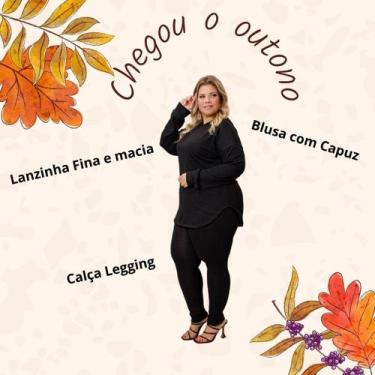 Imagem de Conjunto Calça e Blusa Manga Longa Lanzinha Fina Plus Size Inverno - R