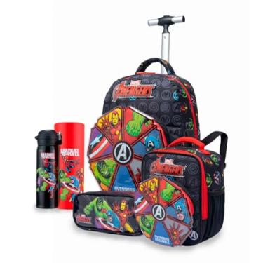 Imagem de Kit Mochila Lancheira Estojo Garrafa Escolar Avengers