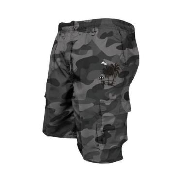 Imagem de Bermuda Cargo Camuflada Masculina plus Size Com Múltiplos Bolsos Casua