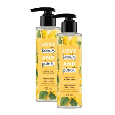 Imagem de Kit 2 Sabonete Líquido para Mãos e Corpo Love Beauty And Planet Óleo de Coco e Ylang Ylang 300ml