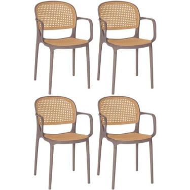 Imagem de Kit 4 Cadeiras de Jantar Roma Prática com Braços para Sala e Cozinha -