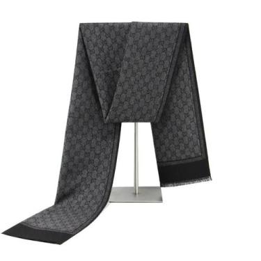 Imagem de Cachecol Masculino De Inverno Com Estampa Xadrez E Paisley, Imitação D