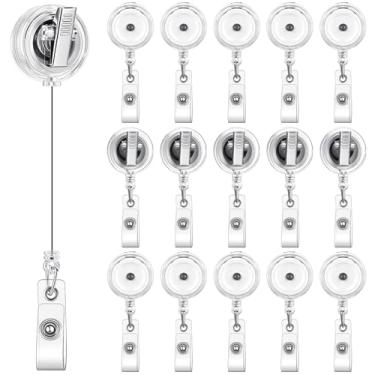Imagem de Sayglossy 15 carretéis retráteis de porta-crachá jacaré com clipe giratório de 360 graus, carretéis de crachá de 63 cm, porta-cartões de identificação, clipes de carretel para enfermeiras e