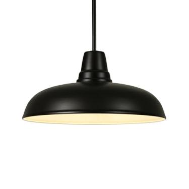 Imagem de Acoji Luminária pendente preta de celeiro de 50 cm, lustre de cúpula industrial de 3 luzes para ilha de cozinha, sala de jantar e sala de estar, luz suspensa interna vintage