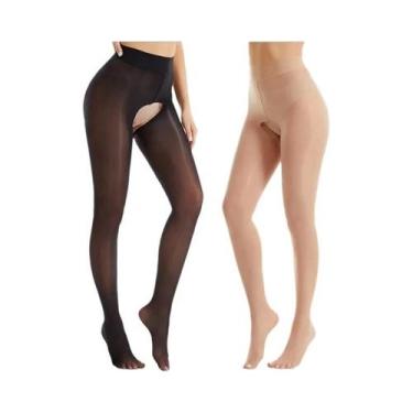 Imagem de Meias-calças Pretas De Cintura Alta, Brilhantes E Transparentes, Com A