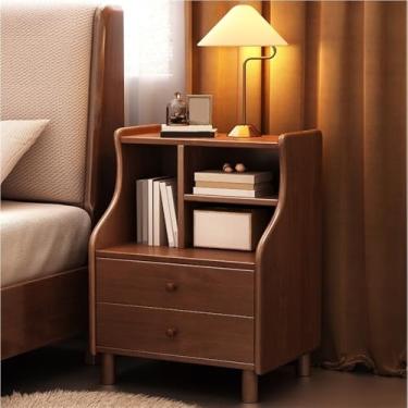 Imagem de Mesa de cabeceira de madeira maciça, estante criativa, armário de armazenamento pequeno para quarto, sala de estar, escritório, armário de cabeceira ideal para organização e estilo