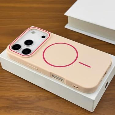 Imagem de Capa de celular fosca magnética e macia para iPhone 16 15 14 13 12 11 17 Pro Max Plus Air com carregamento sem fio (para iPhone 16e/Rosa)