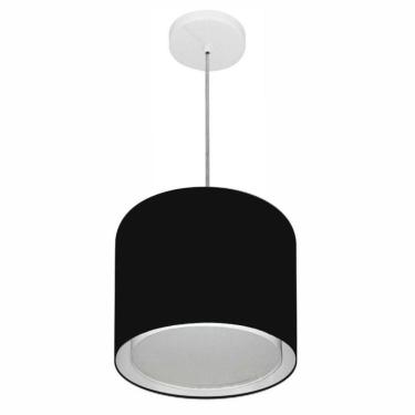 Imagem de Lustre Pendente Cilíndrico Duplo Vivare Md-4284 Cúpula Em Tecido 30x30cm - Bivolt Preto 127/220v