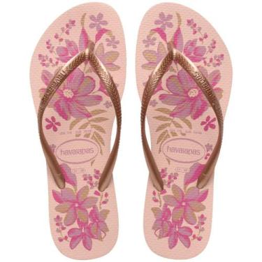 Imagem de Chinelo de dedo adulto Havaianas Slim Organic, Rosa, Dourado, 37/8