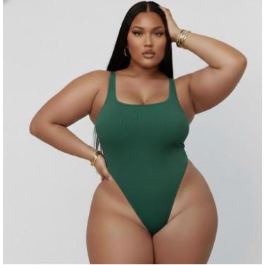 Imagem de Maiô Cavado Brasileira Fashion Plus Size - Luh Godinho, Verde militar,