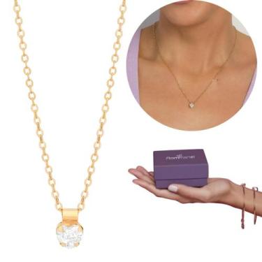 Imagem de Gargantilha Rommanel Coração 50cm Ajustável Cristal Luxo 532428, Pedra