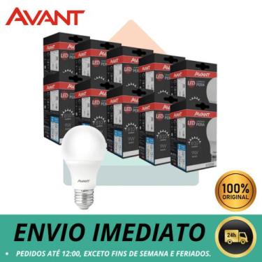 Imagem de Lâmpada Kit com 10 Led Bulbo Pera 9W 6500W Branco Frio Avant