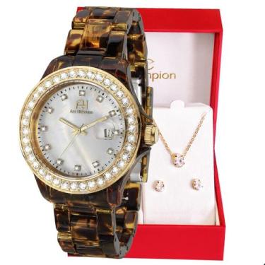 Imagem de Relógio Champion Ana Hickmann Analógico Dourado AH28106M Kit Colar e B