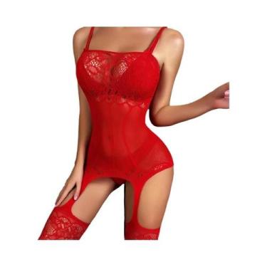 Imagem de Conjunto De Lingerie Sexy Feminina De Verão: Body De Rede Sem Entreper