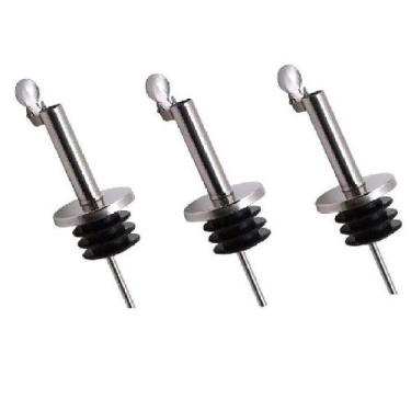 Imagem de 3 Bico Dosador Inox Garrafa Azeite Vinagre Petiscaria Vinho - Ami