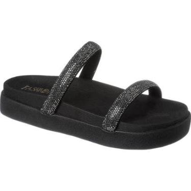 Imagem de Papete Feminina Strass Tirinha Brilho Pedraria Sola Alta-Feminino