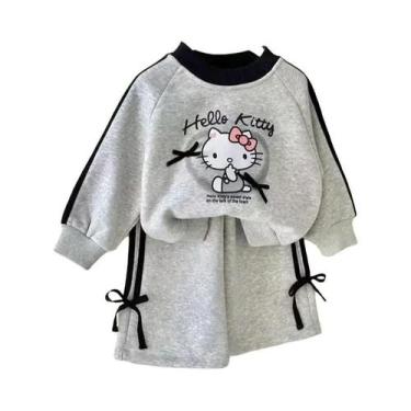 Imagem de Conjunto De Outono Para Menina, Moletom Hello Kitty, Top Com Laço E Ca