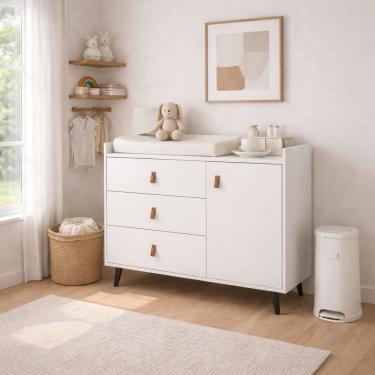 Imagem de Cômoda Trocador Infantil Carol com 3 Gavetas e 1 Porta Branco - Rede Móveis