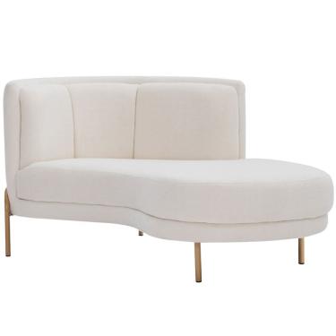 Imagem de Sofá Chaise Direito Base Ouro Fosco Penélope Bouclé Off White - Nexta Casa