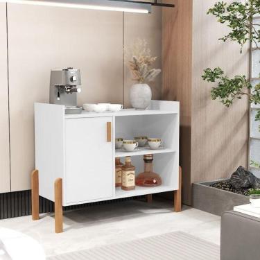 Imagem de Aparador Cantinho Do Café Luxor Com Porta E Pés Madeira Sala Jantar Braco